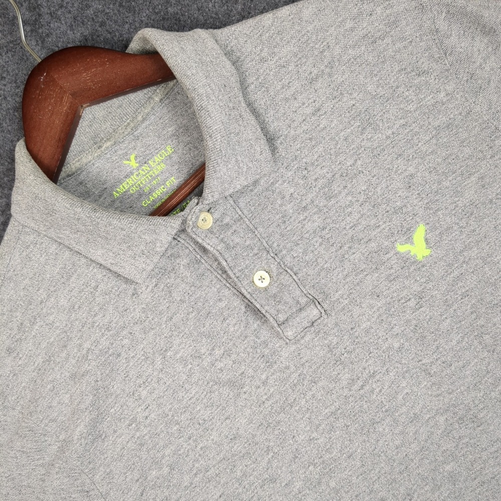 American Eagle Outfitters Mens‎ Classic Fit Polo Shirt Light Gray LT GTE GA
